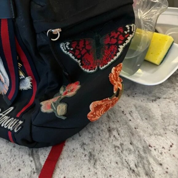 GUCCI Sherry Line LAveugle Par Amour Techno Backpack 429037 Black Canvas T00O - Picture 6 of 7